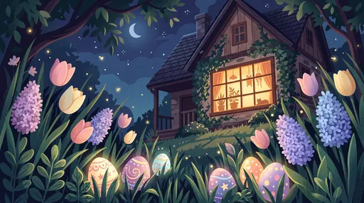 Glowing Easter Eggs by Nighttime Cottage