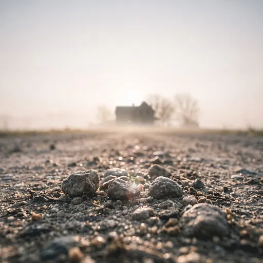 Gravel Road Close-Up With Distant Farmhouse