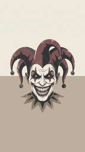 Creepy Grinning Jester Clown Illustration