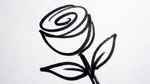Minimal Black Marker Rose Sketch