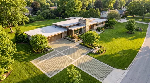Aerial View of Mid-Century Modern Home