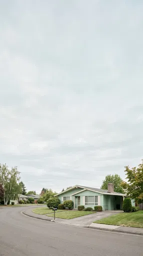 Mint Green Suburban Ranch House