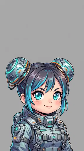 Chibi Cyberpunk Female Pilot Portrait
