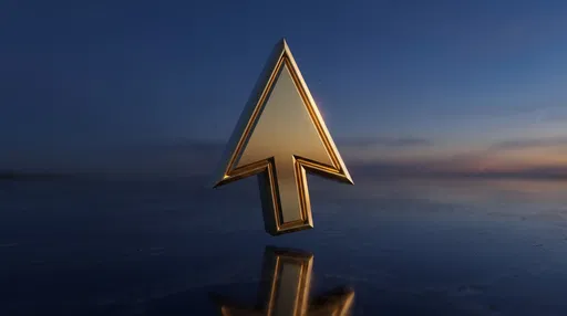 Golden 3D Arrow Cursor Hovering at Dusk