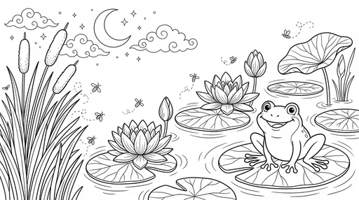 Frog on Lily Pad Coloring Page