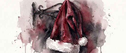 Watercolor Santa Hat on Iron Hook