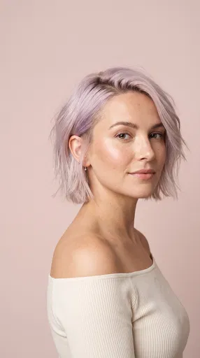 Woman With Pastel Lavender Bob Haircut