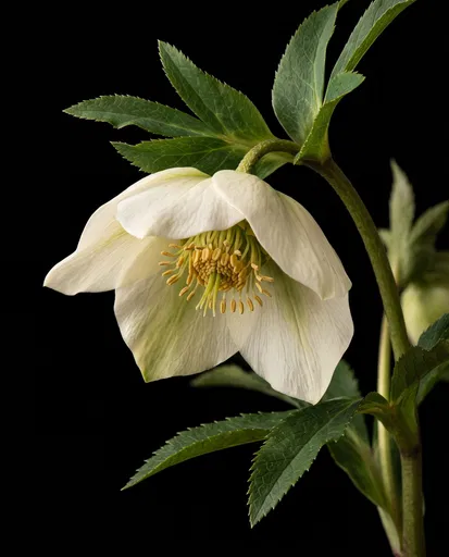 White Hellebore Flower Botanical Study