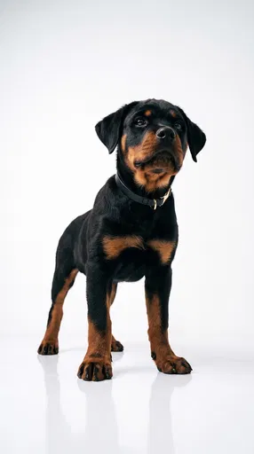Rottweiler Puppy Standing on White Background