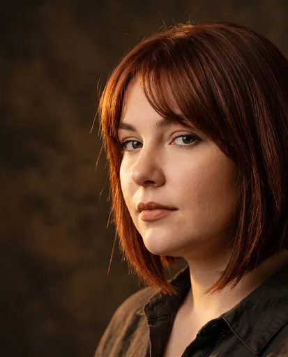 Portrait of Woman With Auburn Bob Haircut