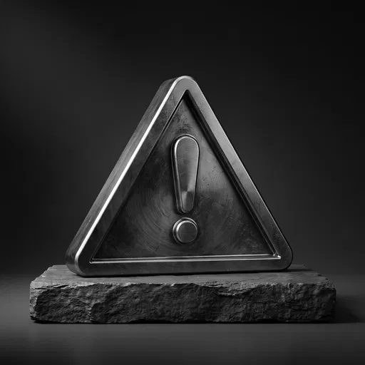 Brushed Metal Warning Sign on Slate Plinth