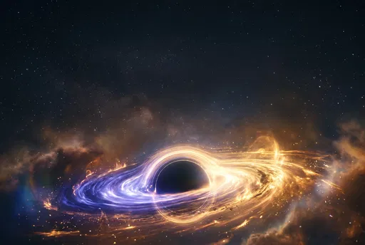 Glowing Black Hole in Deep Space