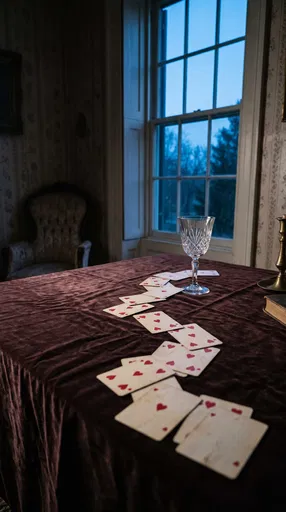 Playing Cards and Crystal Glass at Twilight