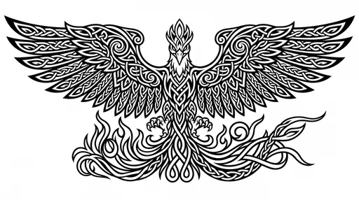 Celtic Knotwork Phoenix Tattoo Illustration