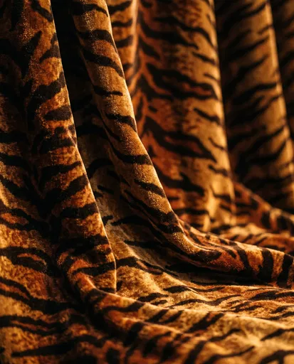 Plush Tiger Print Velvet Drapery