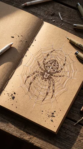 Orb Weaver Spider Sketch in Kraft Notebook