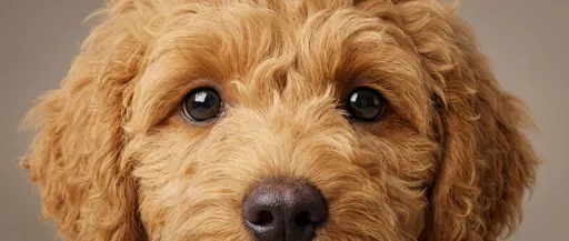 Close-Up Portrait of Golden Labradoodle Puppy