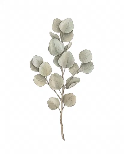 Muted Eucalyptus Sprig Botanical Clipart