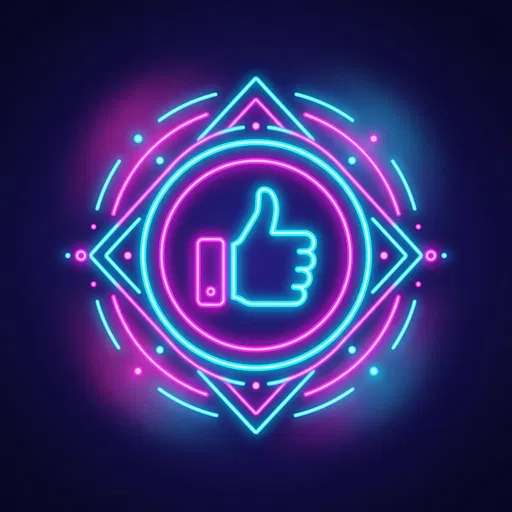 Glowing Neon Thumbs Up Icon