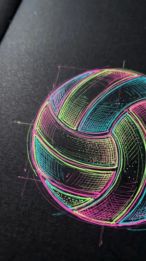 Neon Gel Pen Volleyball Sketch