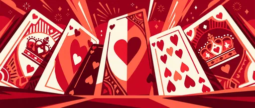 Red Hearts Playing Cards Vector Illustration