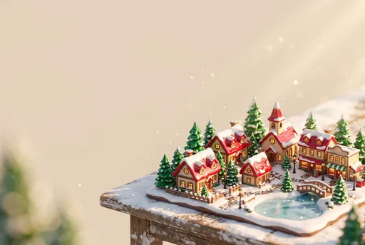Miniature Christmas Village With Copy Space