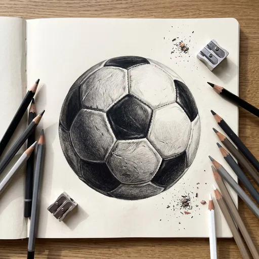 Realistic Pencil Drawing of Soccer Ball