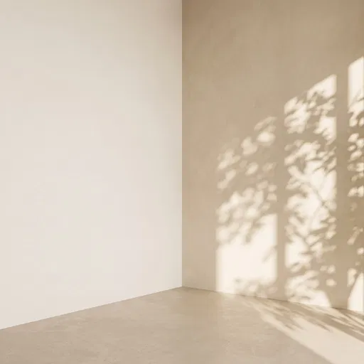 Minimalist Beige Corner With Leaf Shadows