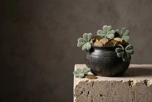 Ceramic Pot of Gold Coins and Shamrocks
