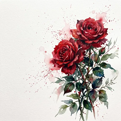 Watercolor Illustration of Two Red Roses