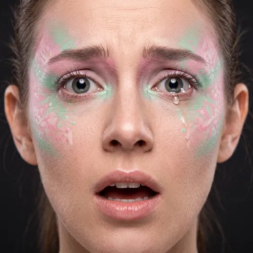 Close-Up Portrait of Shocked Woman Crying