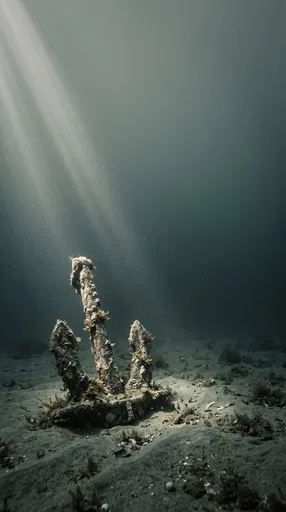 Encrusted Ship Anchor on Underwater Seabed