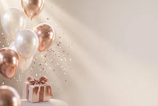 Rose Gold Balloons and Gift Box