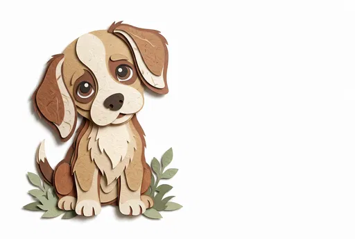 Layered Paper Cutout Puppy Illustration