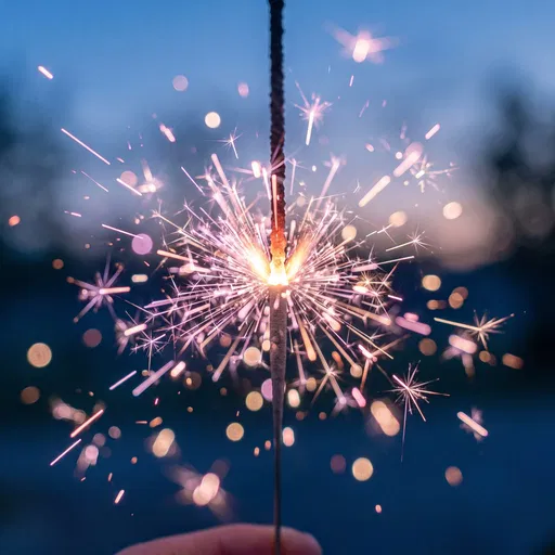 Close-Up of Burning Pastel Sparkler at Twilight