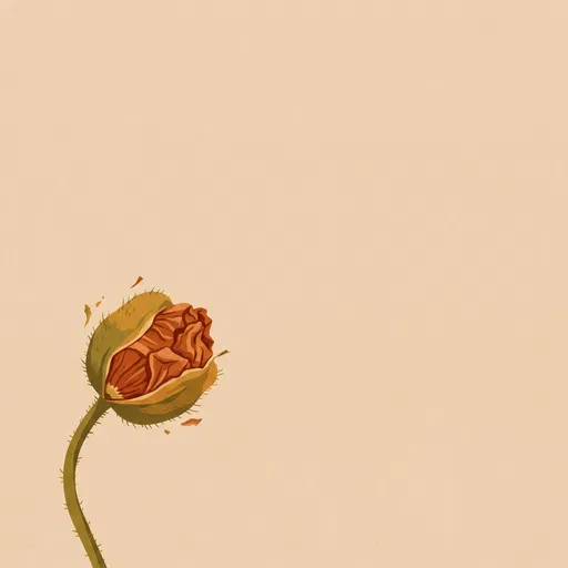 Minimalist Poppy Bud Illustration with Copy Space