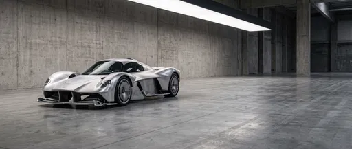 Brushed Aluminum Hypercar in Concrete Studio