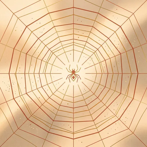 Geometric Spider Web Illustration in Warm Tones