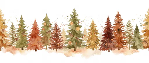 Watercolor Earthy Christmas Trees Banner