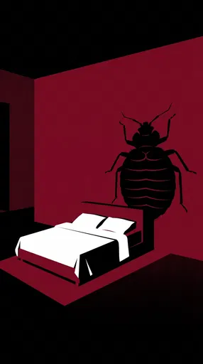 Minimalist Bed Bug Silhouette Over White Bed