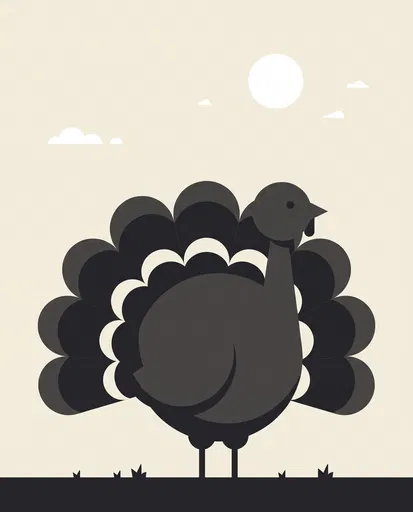 Minimalist Geometric Charcoal Turkey Illustration