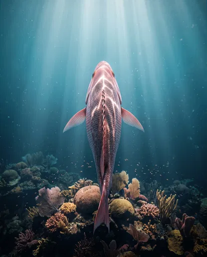 Red Snapper Swimming Above Coral Reef