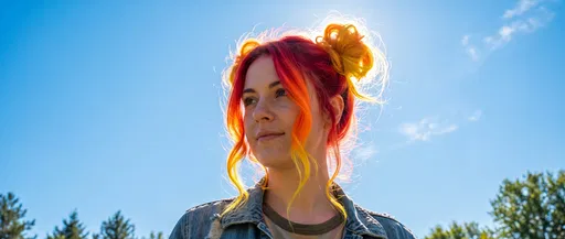 Woman With Sunset Gradient Space Buns