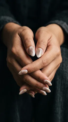 Clasped Hands With Taupe Gold Nail Art