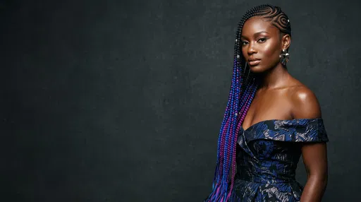 Portrait of Woman with Colorful Braids