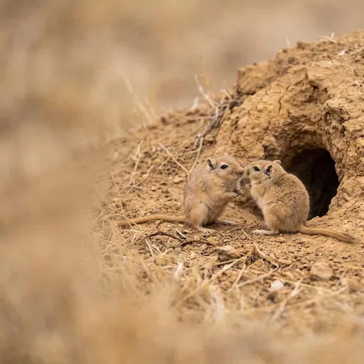 Two Gerbils Touching Noses by Burrow