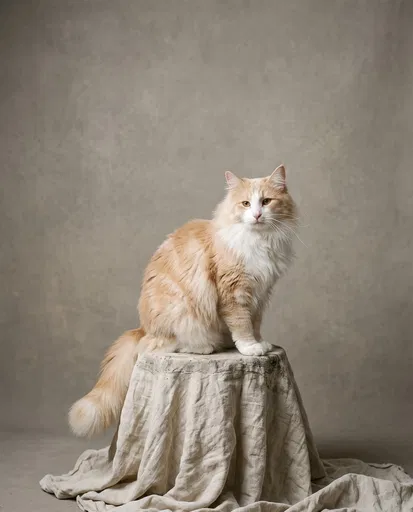 Cream Norwegian Forest Cat Studio Portrait