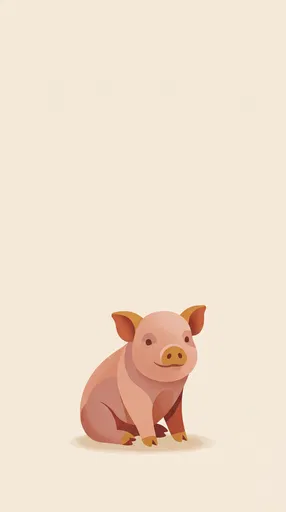 Minimalist Sitting Piglet Illustration