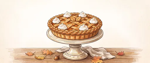 Hand-Drawn Autumn Pumpkin Pie Illustration