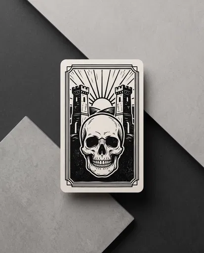 Minimalist Black and White Skull Tarot Card